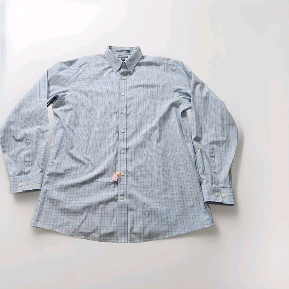 Eddie Bauer Shirt Mens Tall L Plaid LS Wrinkle Free Relaxed Fit Pocket Preppy - Picture 9 of 16